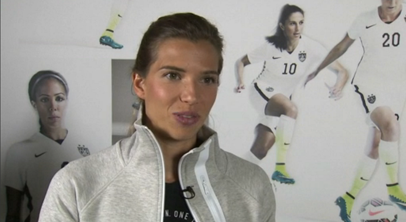 US Womenu00e2u20acu2122s National Football Team midfielder Tobin Heath speaks during the interview. u00e2u20acu201d Reuters pic