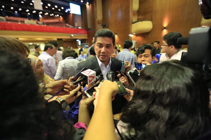 Azmin Ali speaks to reporters at the Asean Civil Society Conference in Kuala Lumpur, April 23, 2015. u00e2u20acu2022 Picture by Saw Siow Feng 