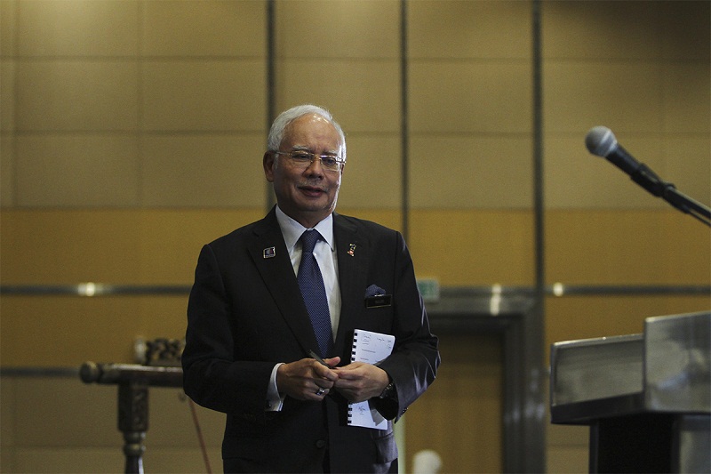 Prime Minister Datuk Seri Najib Razak at the launch of Malaysian Government Pensioners Foundation at Putrajaya, April 13, 2015. u00e2u20acu201d Picture by Yusof Mat Isa 