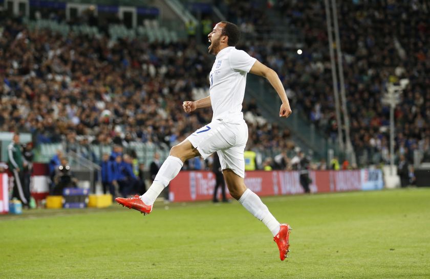 Andros Townsend celebrates after scoring for England in their friendly 1-1 draw with Italy in Turin, April 1, 2015. u00e2u20acu201d Reuters pic