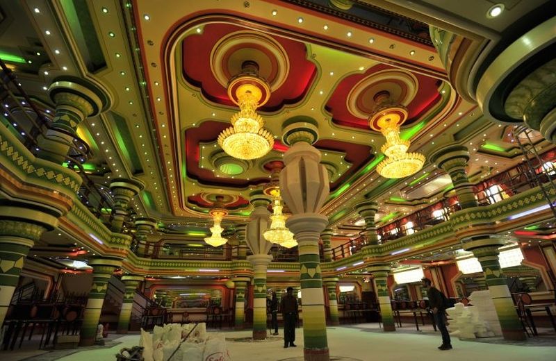 Picture of the function room of a building built in neo-Andean baroque architecture known as Cholet style (combination of the words cholo and chalet) in El Alto, Bolivia. u00e2u20acu2022 AFP pic