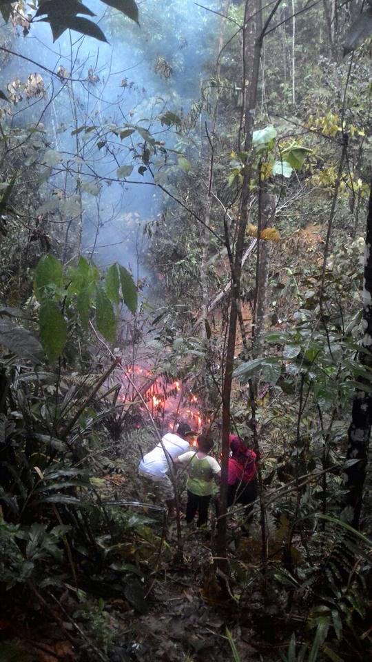 A picture purportedly taken at the site of today’s helicopter crash in Semenyih. — Picture courtesy of Selangor Fire and Rescue Department