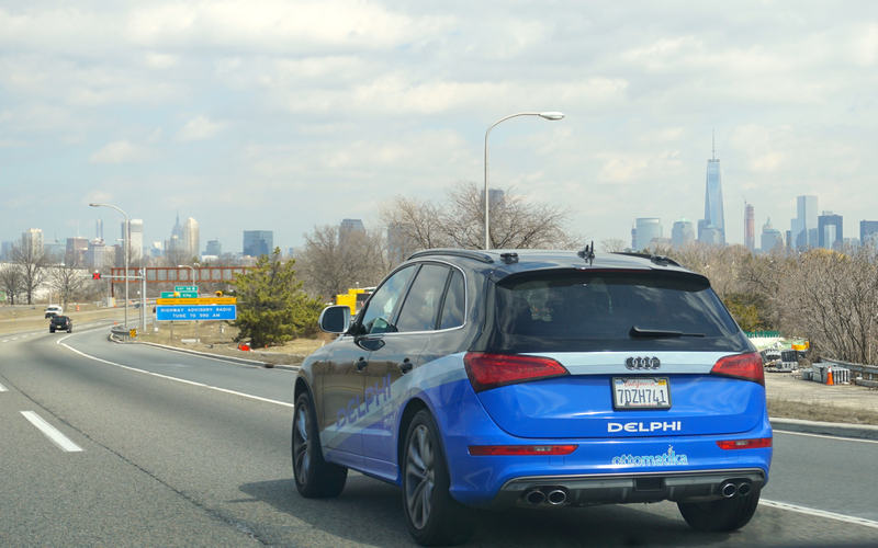 Delphi Drive automated driving vehicle approaches New York. The coast-to-coast journey covered 15 states. u00e2u20acu201d AFP pic