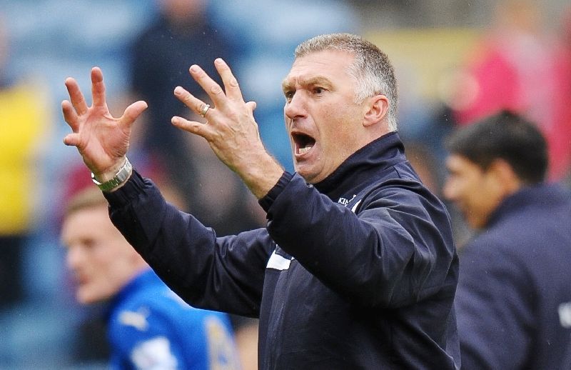 Leicester City manager Nigel Pearson celebrates their win against Burnley at Turf Moor on April 25, 2015 Paul Burrows/Action Images/Reuters pic