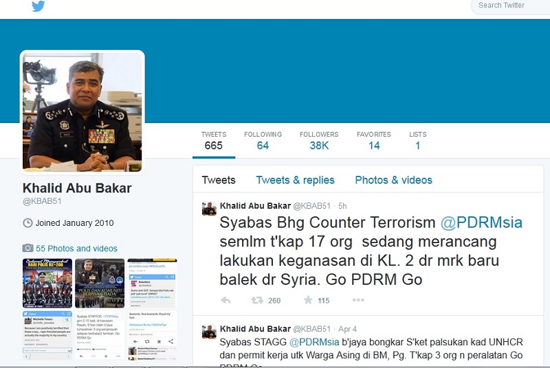 Inspector-General of Police Tan Sri Khalid Abu Bakar said on Twitter that two of the individuals detained had recently returned from Syria.  