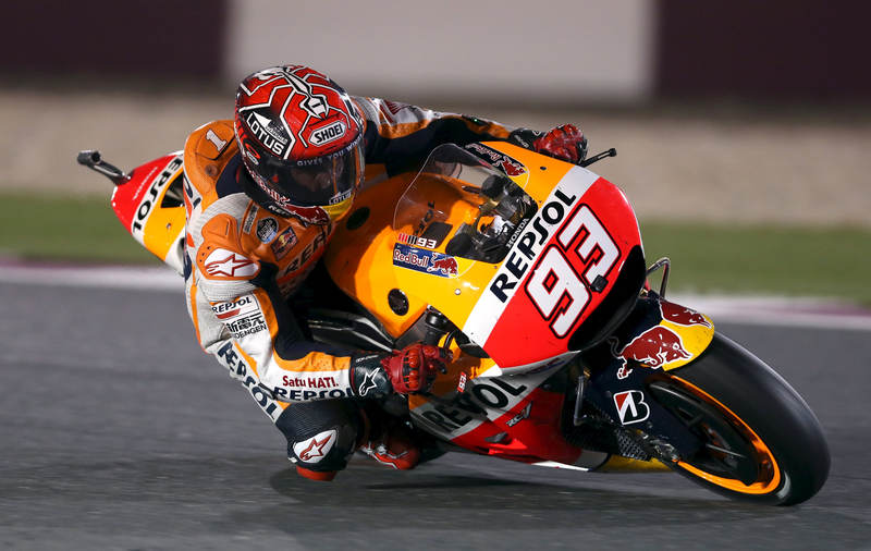 Honda MotoGP rider Marc Marquez of Spain rides his bike during the Qatar MotoGP Grand Prix in Doha March 29, 2015. u00e2u20acu201d Reuters pic