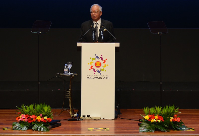 Malaysia's Prime Minister Datuk Seri Najib Razak speaks during the opening ceremony of the 26th Asean Summit in Kuala Lumpur on April 27, 2015. u00e2u20acu201d AFP pic