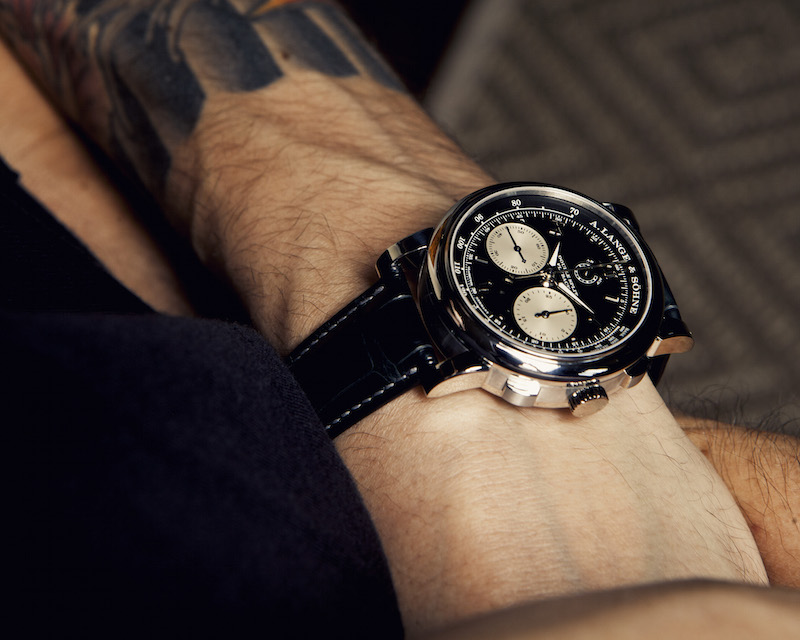 A Lange & Sohn Double Split in platinum on the wrist of John Mayer in New York, April 15, 2015. u00e2u20acu201d Picture by Ryan Pfluger for The New York Times