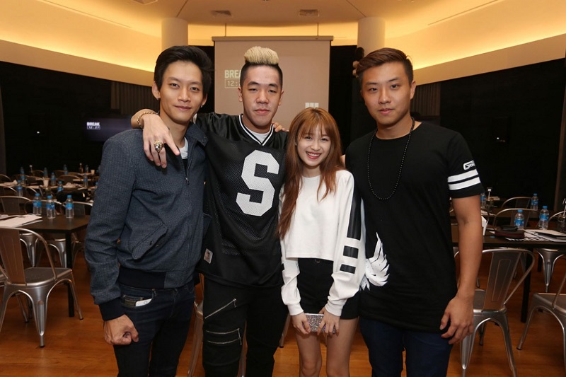 Online content creators (from left) Noah Yap, Shigga Shay, Peishi Soh and Zadon Lim at the Maker Bootcamp. u00e2u20acu201d Today pic