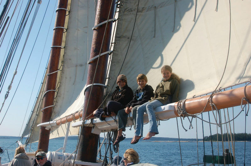 Children on the Isaac H. Evans, an authentic 19th-century windjammer. Based out of Rockland, Maine, the 22-bunk ship is available for one- to six-night cruises. — Maine Sailing Adventures /The New York Times pic