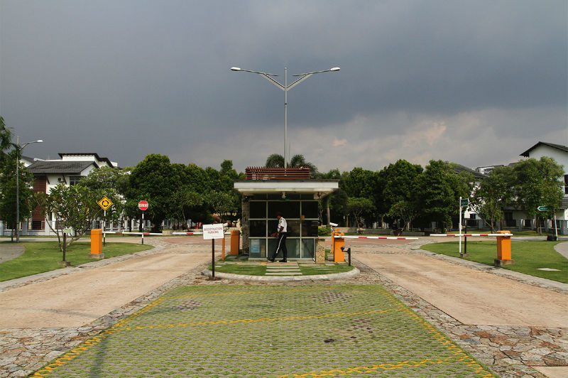The guardhouse of a gated community is pictured at Desa Park City, Kepong.
