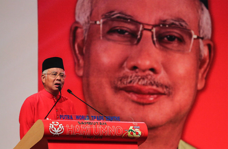 Party president Datuk Seri Najib Razak delivers his speech during Umnou00e2u20acu2122s 69th Anniversary celebration at the Putra World Trade Centre, Kuala Lumpur, May 11, 2015. u00e2u20acu201d Picture by Yusof Mat Isa