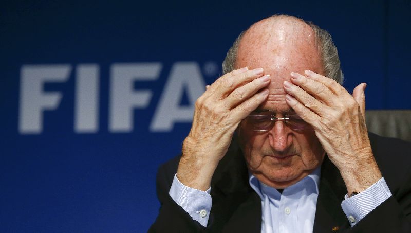 FIFA president Sepp Blatter at a news conference after a meeting of the FIFA executive committee in Zurich, September 26, 2014. Reuters/Arnd Wiegmann 