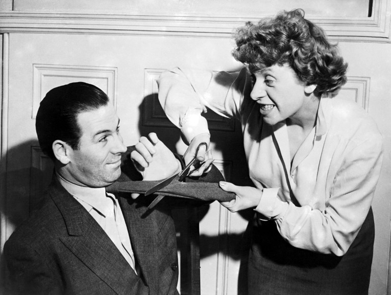 A photo taken in the 1950s in Paris shows French actress and singer Henriette Ragon, aka Patachou (right), with her husband Jean Billon. u00e2u20acu201d AFP pic