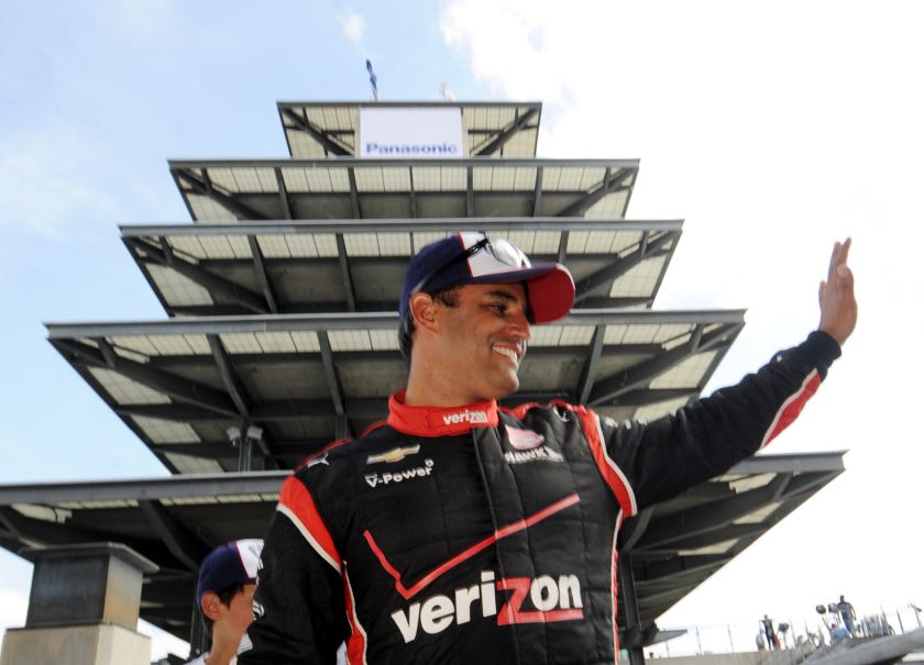 IndyCar Series driver Juan Pablo Montoya waves to fans as he leaves the pagoda after winning the 2015 Indianapolis 500 at Indianapolis Motor Speedway.  u00e2u20acu201d Reuters pic