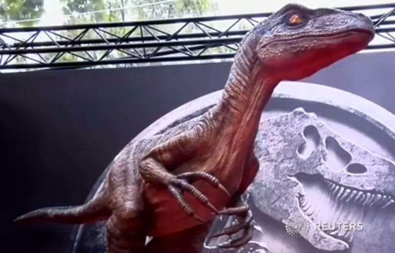 Screen grab from the Reuters video on the premiere of 'Jurassic World' in Paris, May 29, 2015.