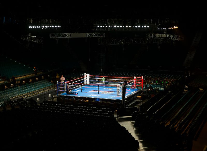 Overall view of the boxing ring in the MGM Grand Garden Arena prior to the fight between Floyd Mayweather and Manny Pacquiao. u00e2u20acu2022 Reuters pic