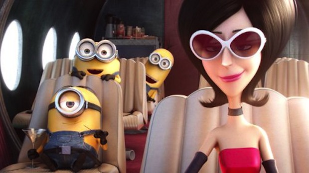 Kevin the Minion, tagged along by two volunteers, go to find a new master at the Villains Convention where they meet Scarlet Overkill. 