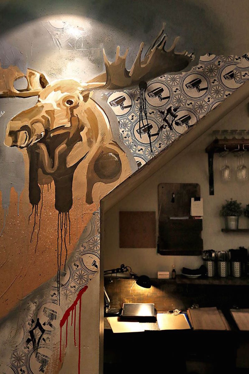 The collage-like mural of stylised motifs of Peranakan tiles and closed-circuit TVs was created by local street artist ‘Sticker Lady’ Samantha Lo. — TODAY pic