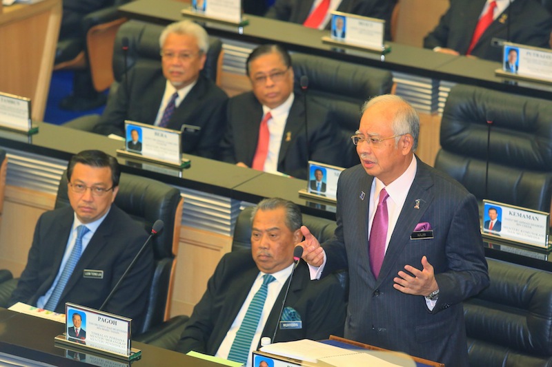 Najib speaking in Parliament, May 21, 2015. u00e2u20acu201d Picture by Saw Siow Feng