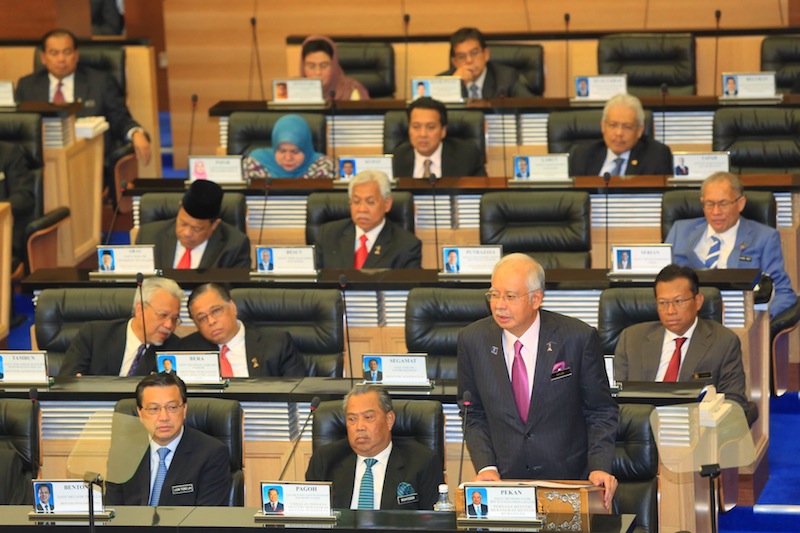 Najib speaking in Parliament, May 21, 2015. u00e2u20acu201d Picture by Saw Siow Feng
