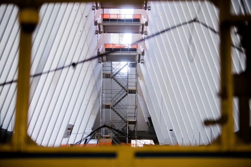 Construction of Santiago Calatrava’s Oculus continues at the World Trade Center Transportation Hub in New York, April 29, 2015. — NYT pic