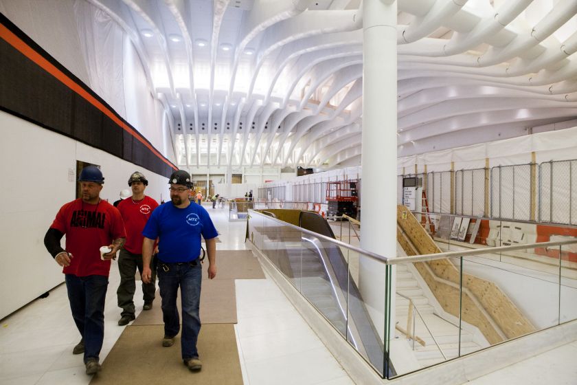The entrance to the new Platform B of the PATH terminal at the World Trade Center Transportation Hub in New York, April 29, 2015. — NYT pic