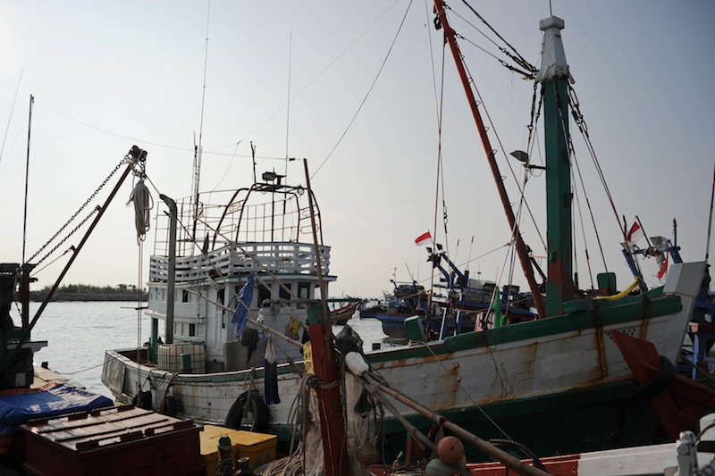 A wooden fishing boat used by a human trafficking syndicate to transport nearly 600 mostly Rohingya migrants from Myanmar and Bangladesh is seen anchored at Lhokseumawe fishing port located in Indonesia's Aceh province on May 13, 2015. u00e2u20acu201d AFP pic