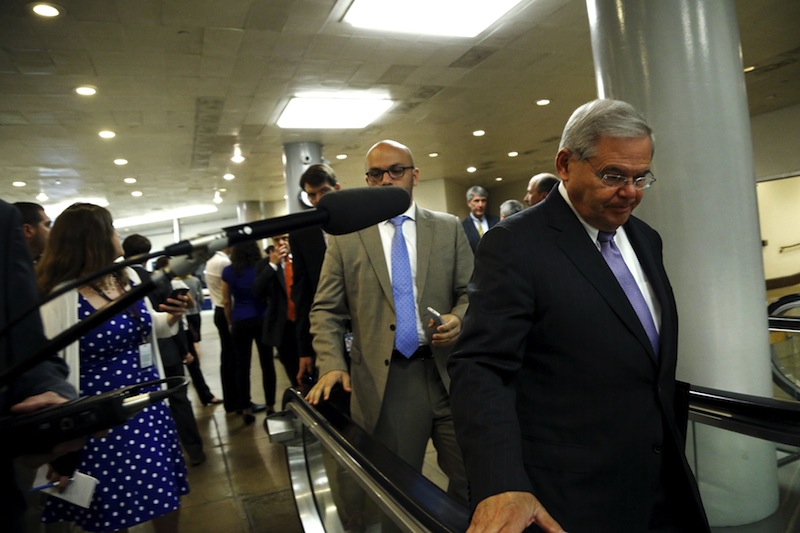 US Senator Robert Menendez (right) arrives for the weekly Democratic caucus policy luncheon at the US Capitol in Washington.u00c2u00a0u00e2u20acu201d Reuters pic