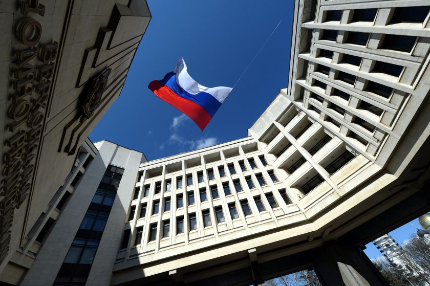 A Russian flag flies in the courtyard of the parliament building in Simferopol, Crimea, on March 18, 2014. u00e2u20acu2022 AFP pic