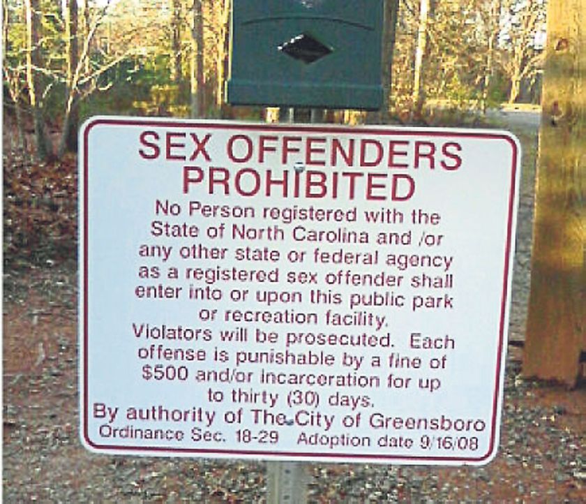 States with sex offender registries in the United States erect signboards prohibiting them from entering public parks and recreational facilities. In Malaysia, even though the authorities had agreed on a similar registry, no action was taken. u00e2u20acu201d Picture 