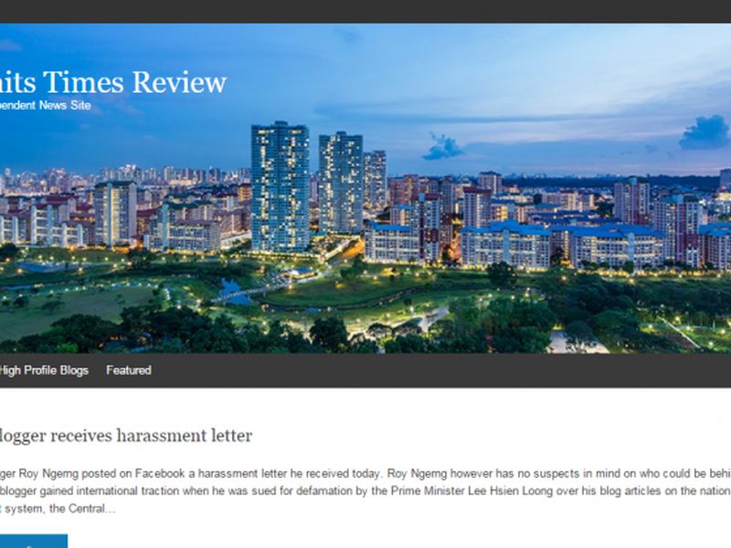 A screenshot of the new website started by a former editor of The Real Singapore.