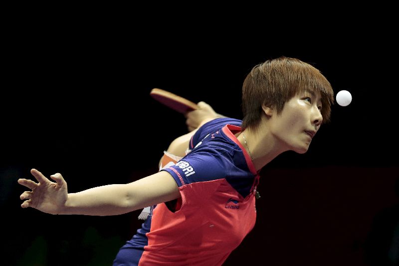 Chinau00e2u20acu2122s Ding Ning serves against her compatriot Liu Shiwen in the womenu00e2u20acu2122s singles final table tennis match at the World Table Tennis Championships in Suzhou, Jiangsu province, May 2, 2015. REUTERS/Aly Song