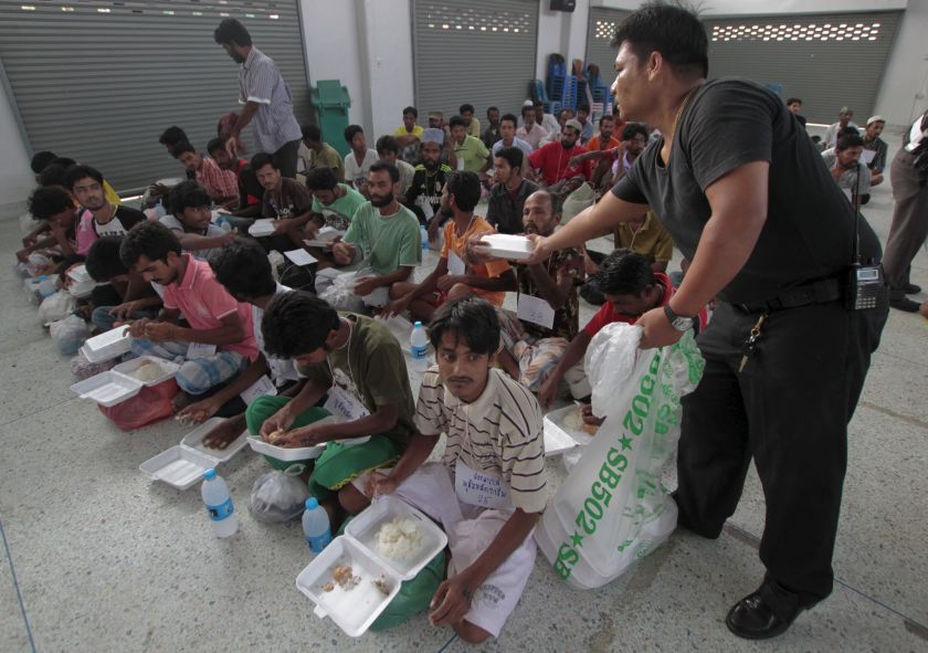 Suspected Rohingya migrants from Myanmar and Bangladesh have breakfast at Rattaphum district hall in Thailandu00e2u20acu2122s southern Songkhla province May 9, 2015. u00e2u20acu201d Reuters pic