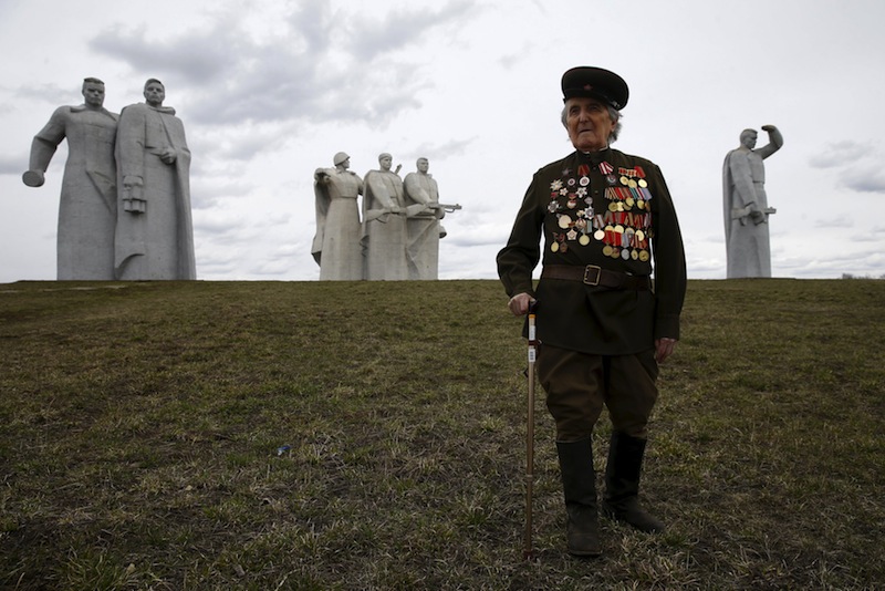 World War Two veteran and former infantry soldier Valentin Barmin, 88, poses for a picture at the so-called 28 Panfilov Heroes Memorial Park in Moscow region, Russia, April 23, 2015. u00e2u20acu201du00c2u00a0Reuters pic