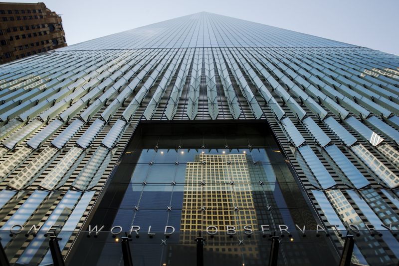 One World Trade rises above the entryway of the newly opened One World Observatory in the Manhattan borough of New York. ― Reuters pic