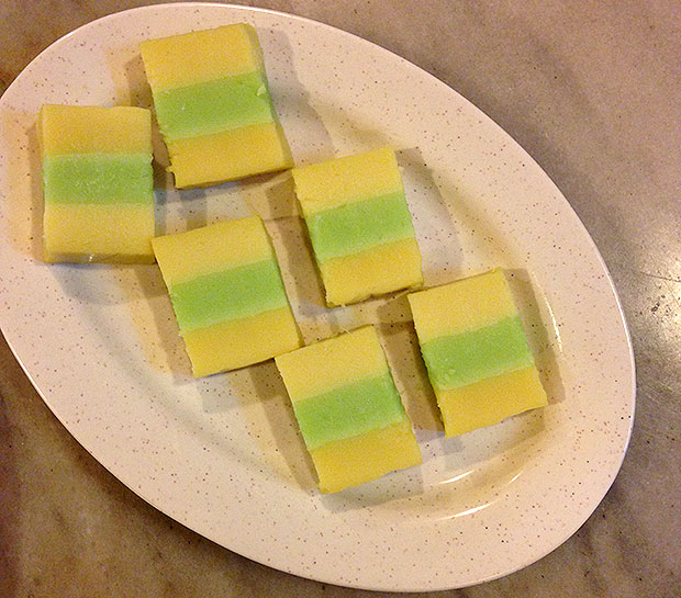 The spongey ban teng, a steamed egg custard cake.