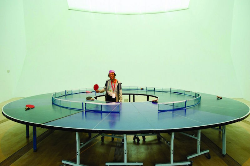 Lee Wen with his Ping Pong Go-Round at the Singapore Prudential Eye exhibition early this year. — TODAY pic
