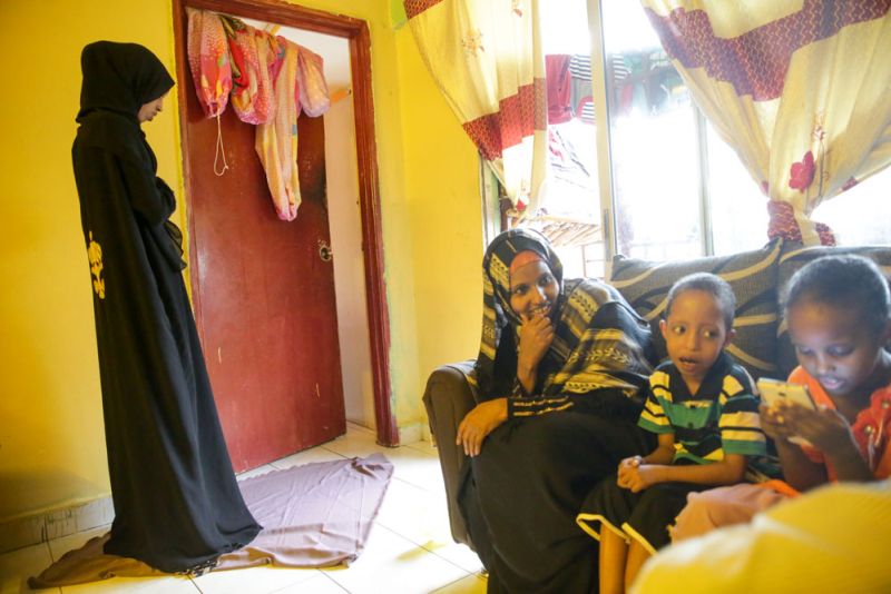 Najma praying in the living room. ― Picture by Choo Choy May