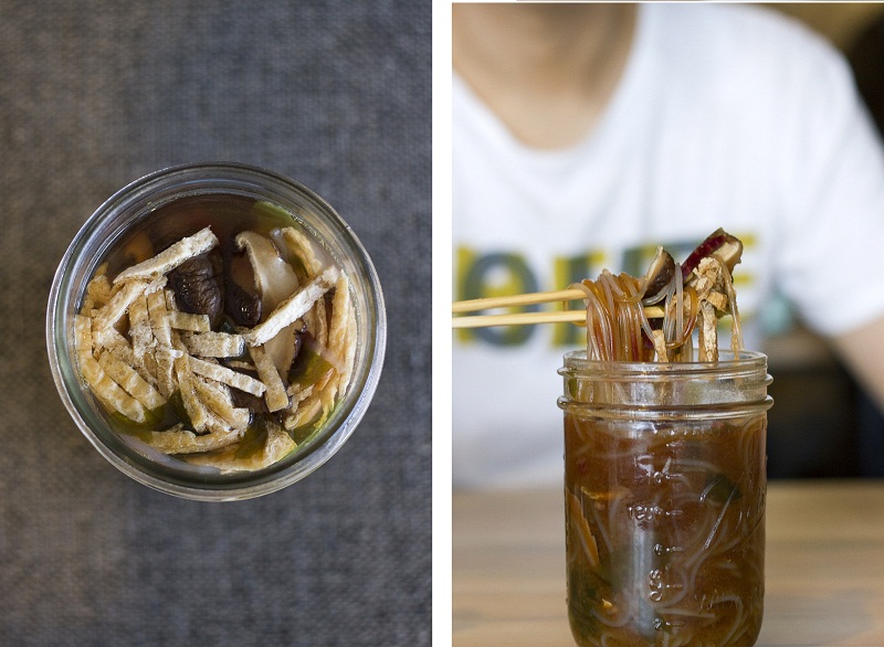 The popular Japanese-flavoured Jar Noodles by the Coolinary Ronins is basically moreish rice noodles and broth served in a glass jar.  — Picture by CK Lim