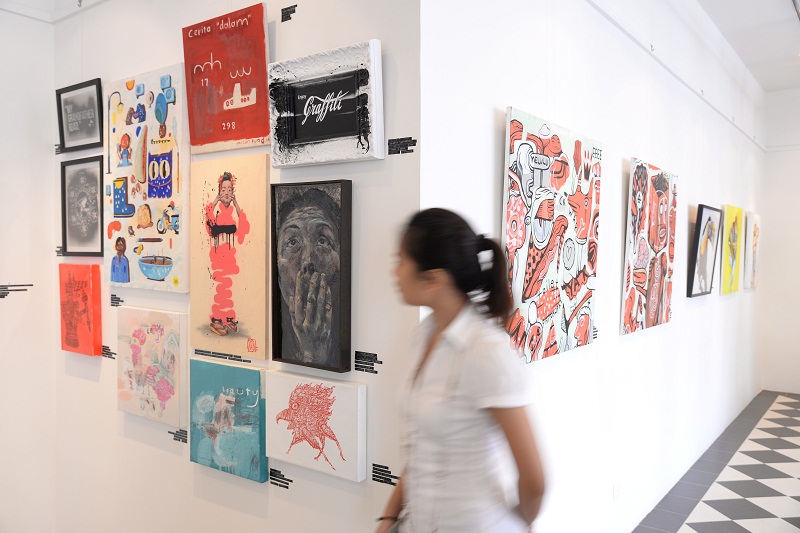 There are about 40 art work by 18 local and international artists at the exhibition. u00e2u20acu201d Picture by K.E.Ooi