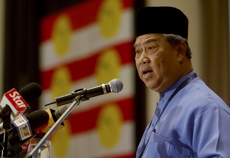 Deputy Prime Minister Tan Sri Muhyiddin Yassin gives a speech during the Cheras UMNO's delegates meeting in Kuala Lumpur. Picture released on July 27, 2015. u00e2u20acu201d Bernama pic