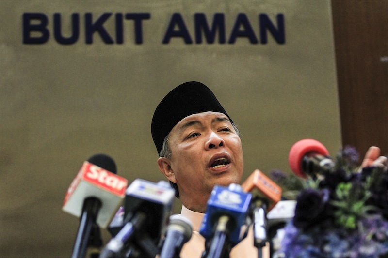 Deputy Prime Minister Datuk Seri Ahmad Zahid Hamidi speaks during a press conference at Bukit Aman in Kuala Lumpur, July 31, 2015. u00e2u20acu201d Picture by Yusof Mat Isa 