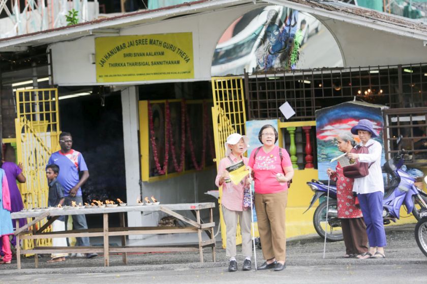 Volunteers with some of the blind participants that morning.