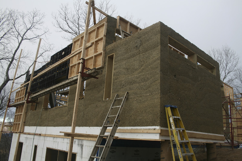 A handout photo of Nauhaus, believed to be the first American home using hempcrete, being built in Asheville, North Carolina, in 2010. — Picture by Alembic Studio via The New York Times