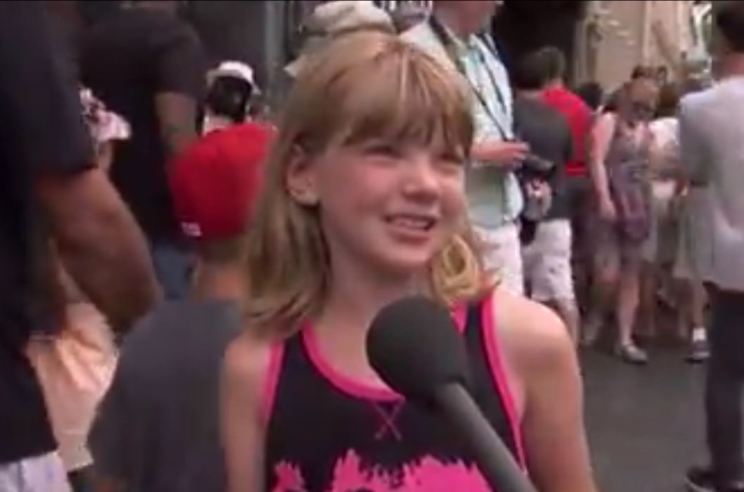 Image of a kid trying to explain adultery to Jimmy Kimmel's road crew from the Jimmy Kimmel show video.