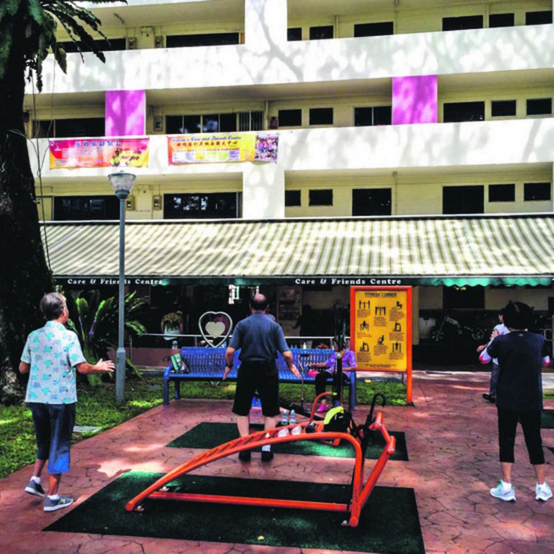 The elderly residents of Dakota Crescent enjoy gathering to keep fit every day. — TODAY pic