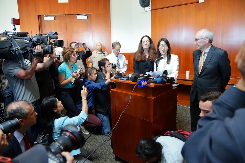 Ellen Pao, the interim chief executive of Reddit, comments after the conclusion of her gender-discrimination case against her old employer, Kleiner Perkins, in San Francisco, March 27, 2015. u00e2u20acu201d NYT pic