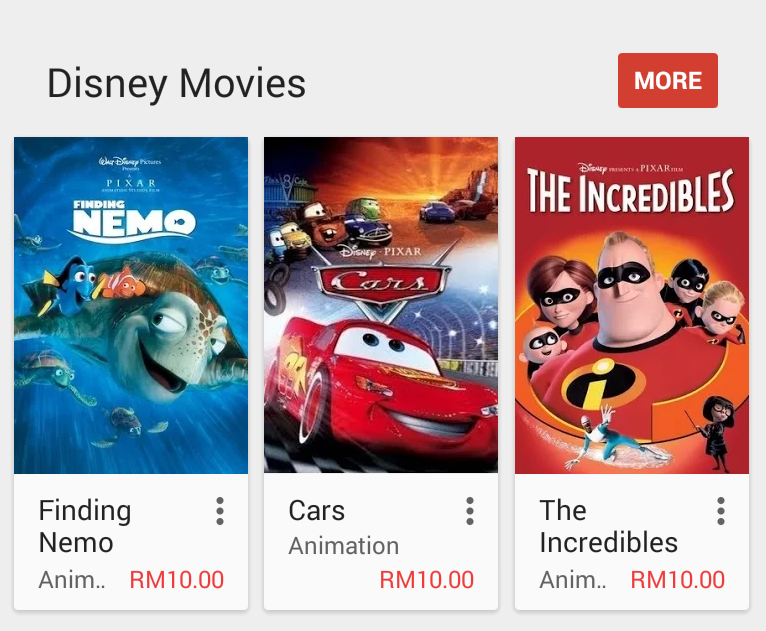 Movies are available for rent and purchase at competitive pricing in HD and SD, starting at RM10. 