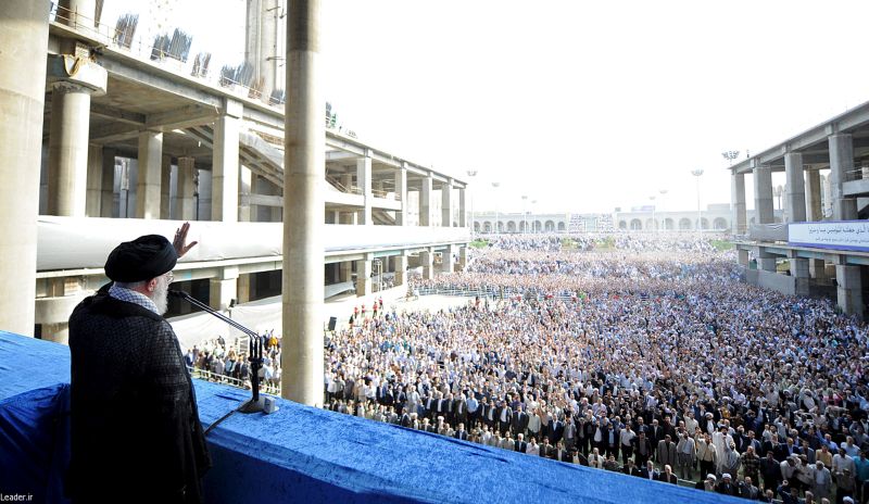 Iranu00e2u20acu2122s Supreme Leader Ayatollah Ali Khamenei addresses Iranian Muslims at morning prayers for the Eid al-Fitr holiday, marking the end of the holy month of Ramadan, at the Imam Khomeini grand mosque in central Tehran July 18, 2015. REUTERS